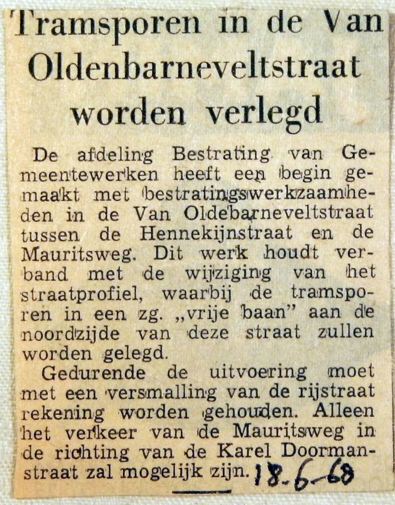 19680618 Tramsporen Van Oldenbarneveltstraat verlegd