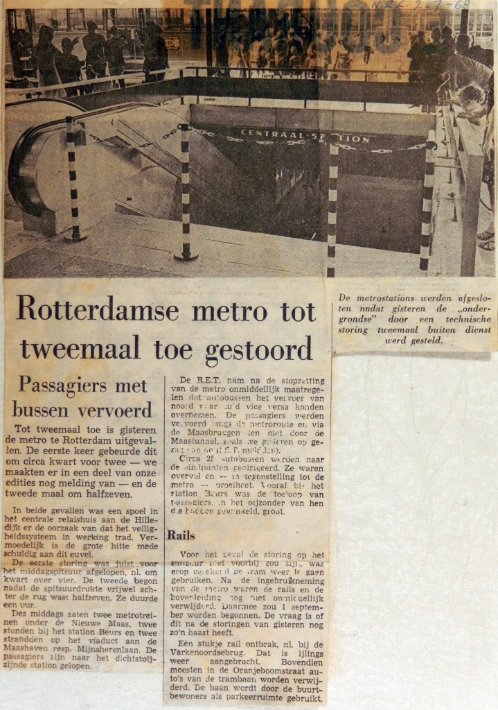19680702 Rotterdamse metro tot tweemaal toe gestoord (NRC)