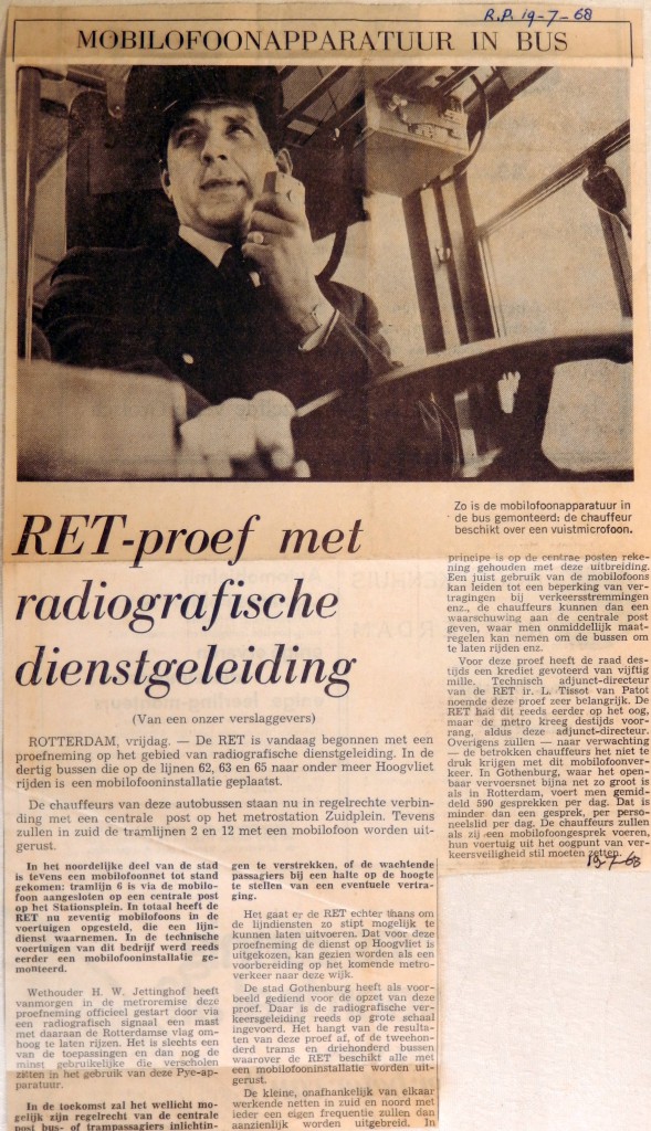 19680719 RET-proef met draadloze dienstgeleiding (Parool)