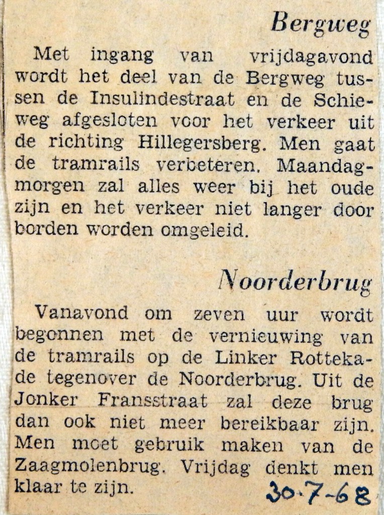 19680730 Mergweg en Noorderbrug afgesloten