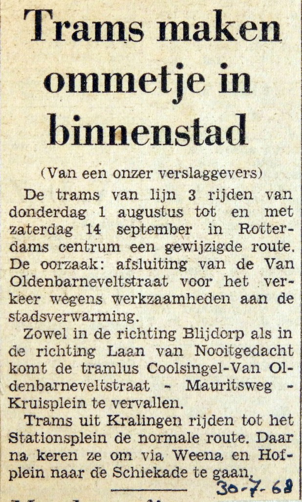 19680730 Trams maken ommetje in binnenstad