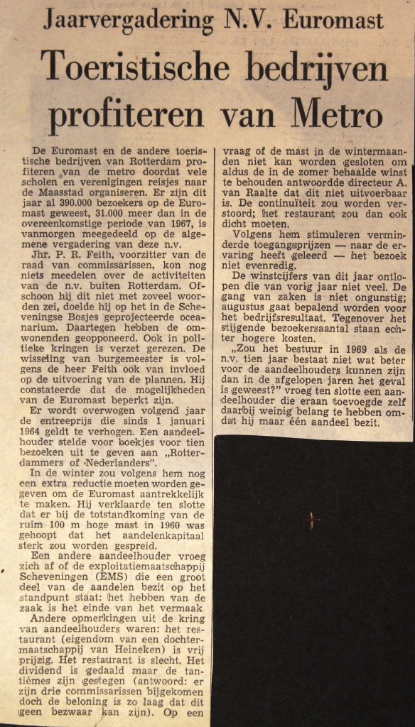 19680801 Toerisme profiteert metro. (NRC)