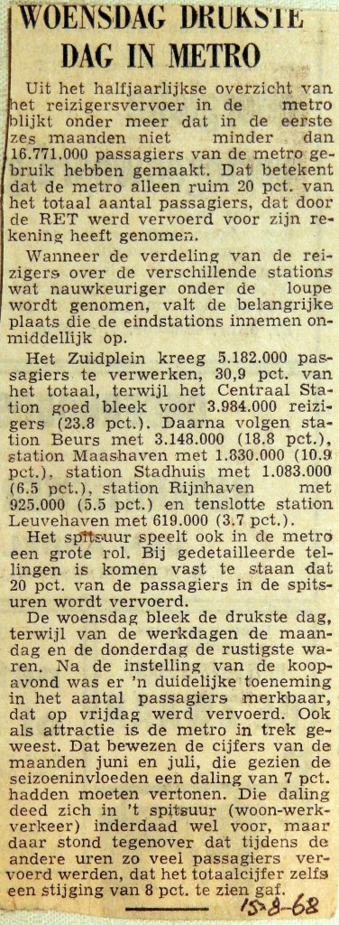 19680815 Woensdag drukste dag in metro