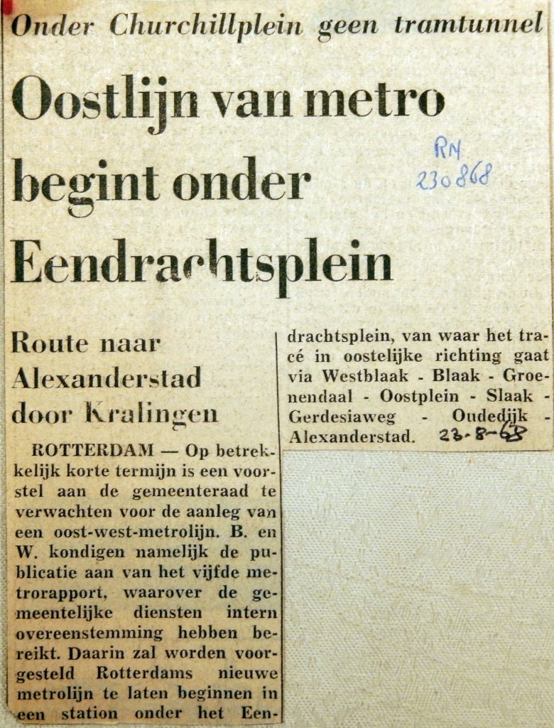19680823 Oostlijn metro begint onder Eendrachtsplein (RN)