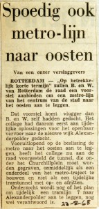 19680823 Spoedig ook metro-lijn naar het oosten