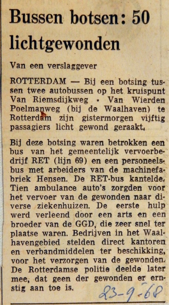 19680923 Bussen botsen, 50 lichtgewonden