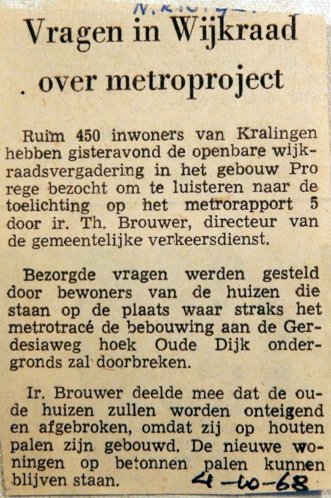 19681004 Vragen in Wijkraad over metroproject (NRC)