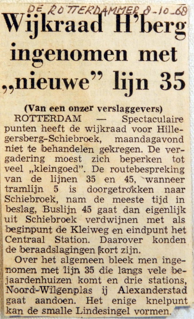 19681008 Hillegersberg ingenomen met nieuwe lijn 35 (Rotterdammer)