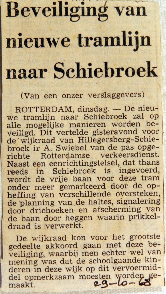 19681029 Beveiliging nieuwe tramlijn naar Schiebroek