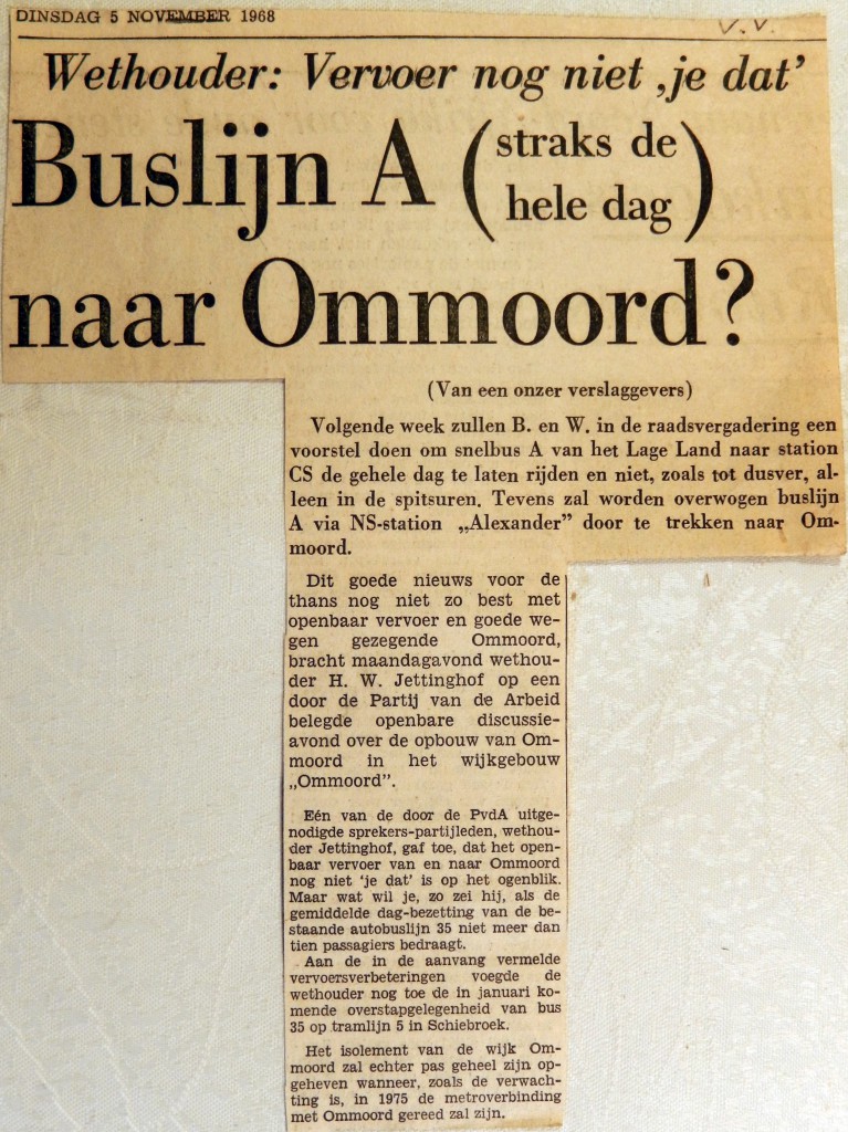 19681105 Buslijn straks hele dag naar Ommoord (HVV)