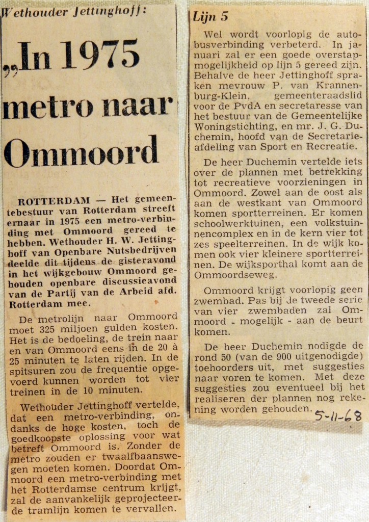 19681105 In 1975 metro naar Ommoord