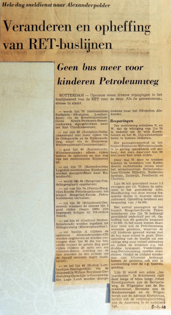 19681108 Veranderen en opheffing RET buslijnen