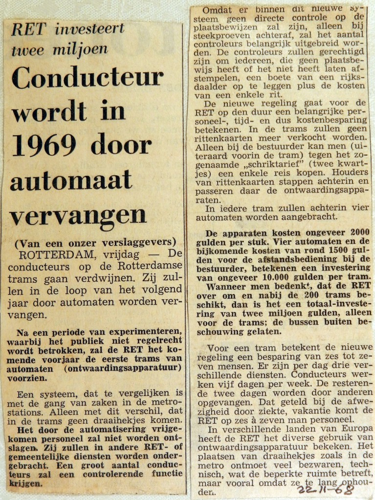 19681122 Conducteur wordt in 1969 door automaat vervangen