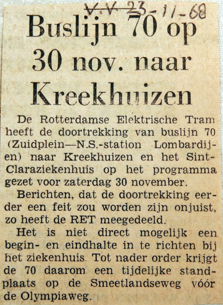 19681123 Buslijn 70 naar Kreekhuizen (HVV)
