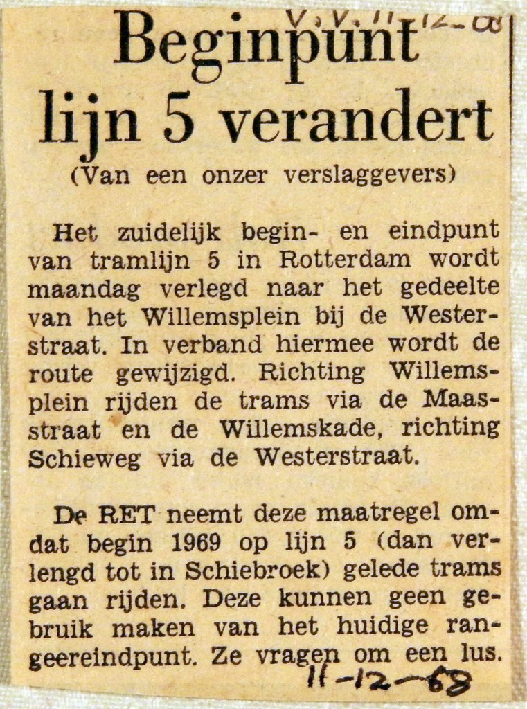 19681211 Beginpunt lijn 5 verandert (HVV)