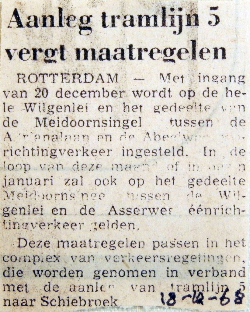 19681218 Aanleg tramlijn 5 vergt maatregelen