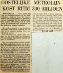 19681220 Oostelijke metrolijn kost ruim 300 miljoen