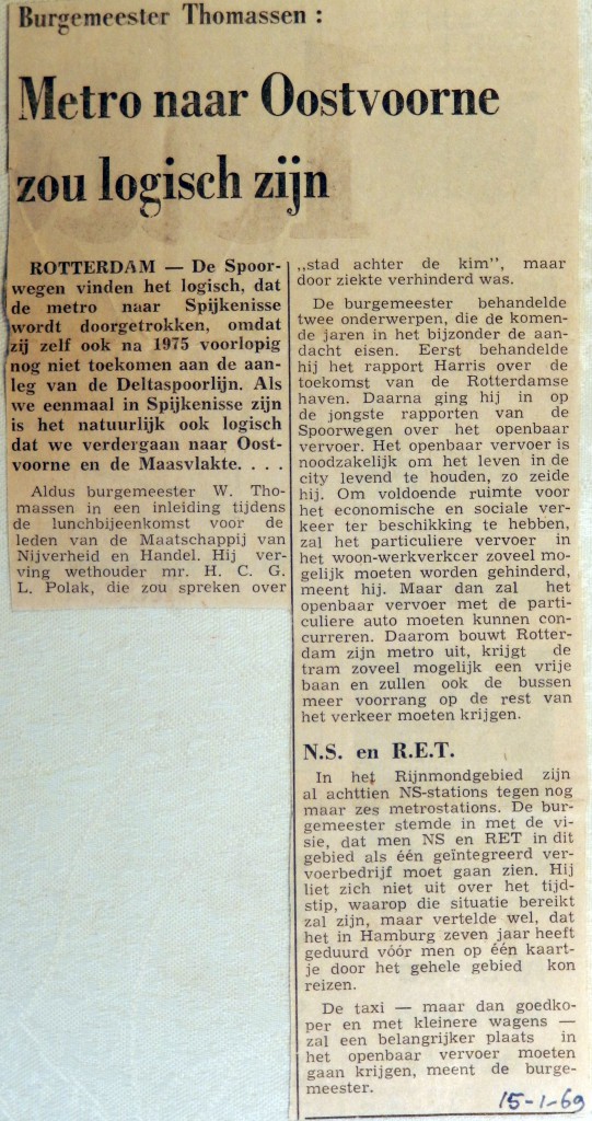 19690115 Metro naar Oostvoorne zou logischer zijn