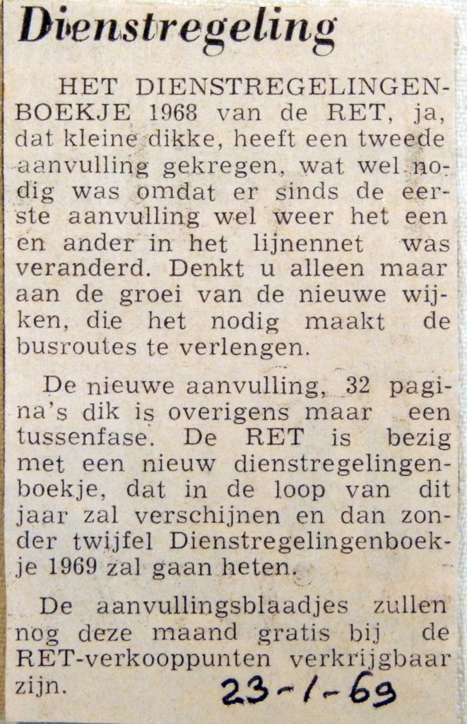 19690123 Aanvulling dienstregelingboekje