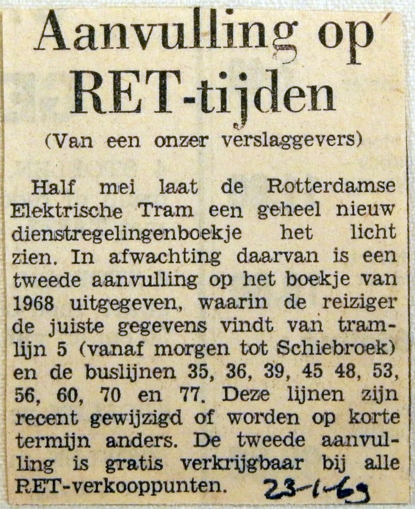 19690123 Aanvulling op RET tijden