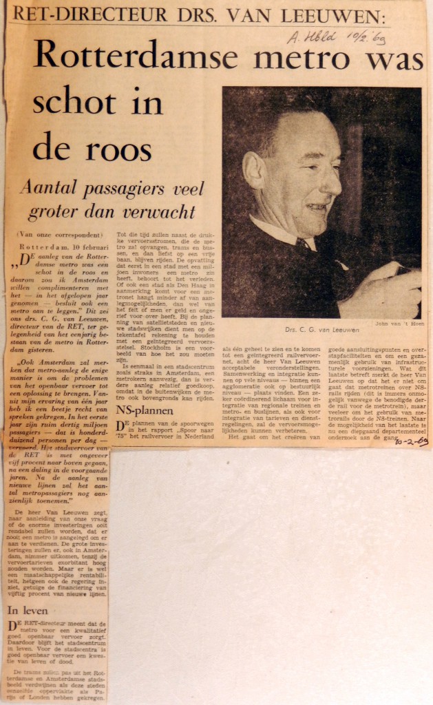 19690210 Rotterdamse metro was schot in de roos