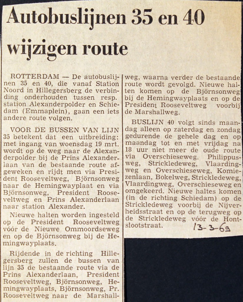 19690313 Lijn 35 en 40 andere route.