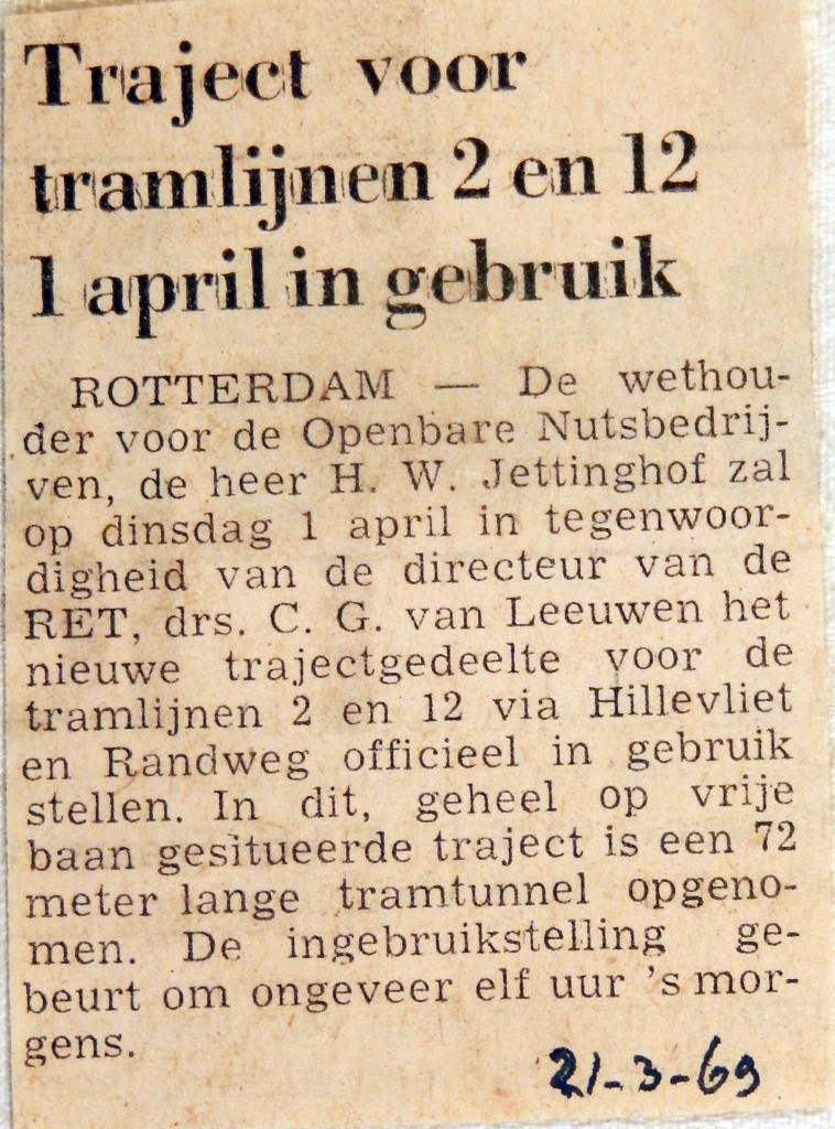 19690321 Nieuw traject voor tramlijnen 2 en 12