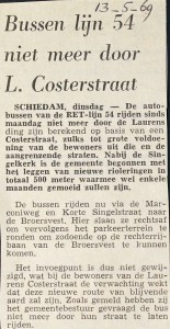 19690513 Lijn 54 niet meer door Costerstraat.