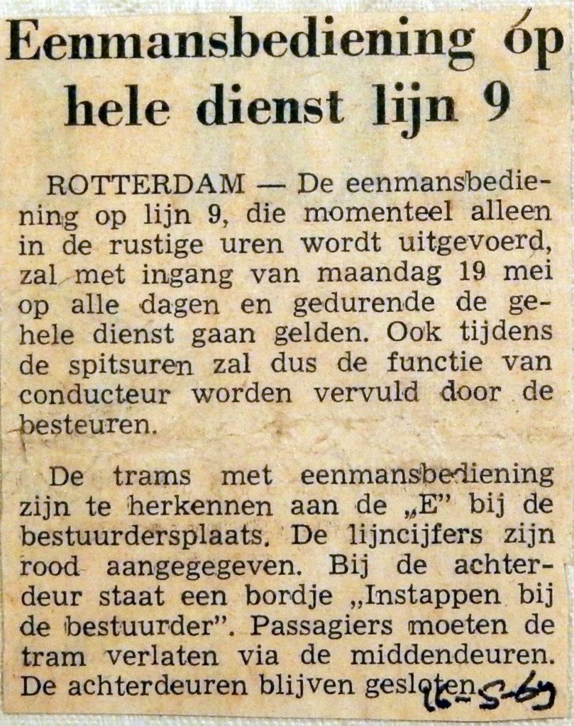 19690516 Eenmansbediening op hele dienst lijn 9