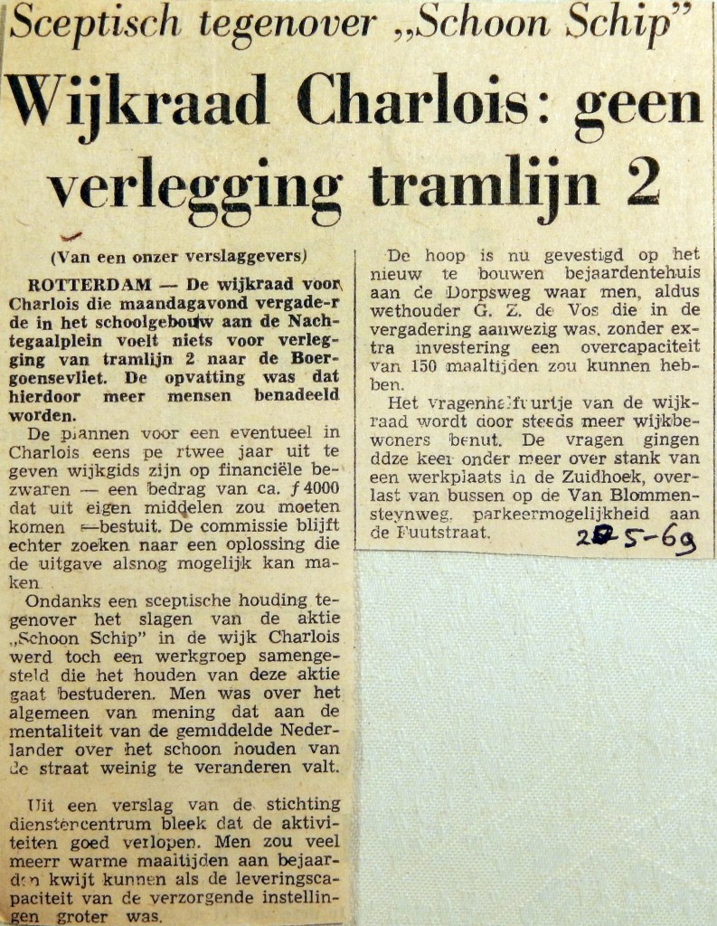 19690520 Wijkraad Charlois geen verlegging lijn 2