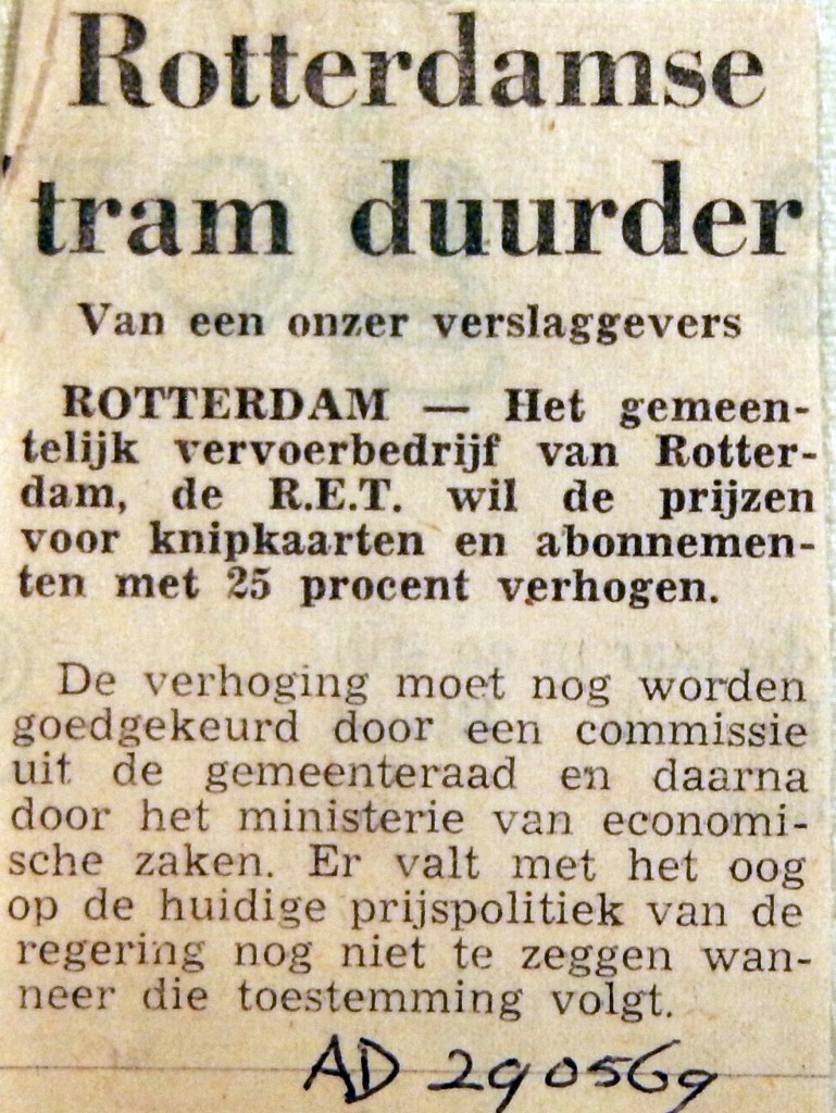 19690529 Rotterdamse tram duurder (AD)