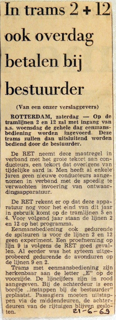 19690621 In trams 2 en 12 ook overdag betalen bij bestuurder