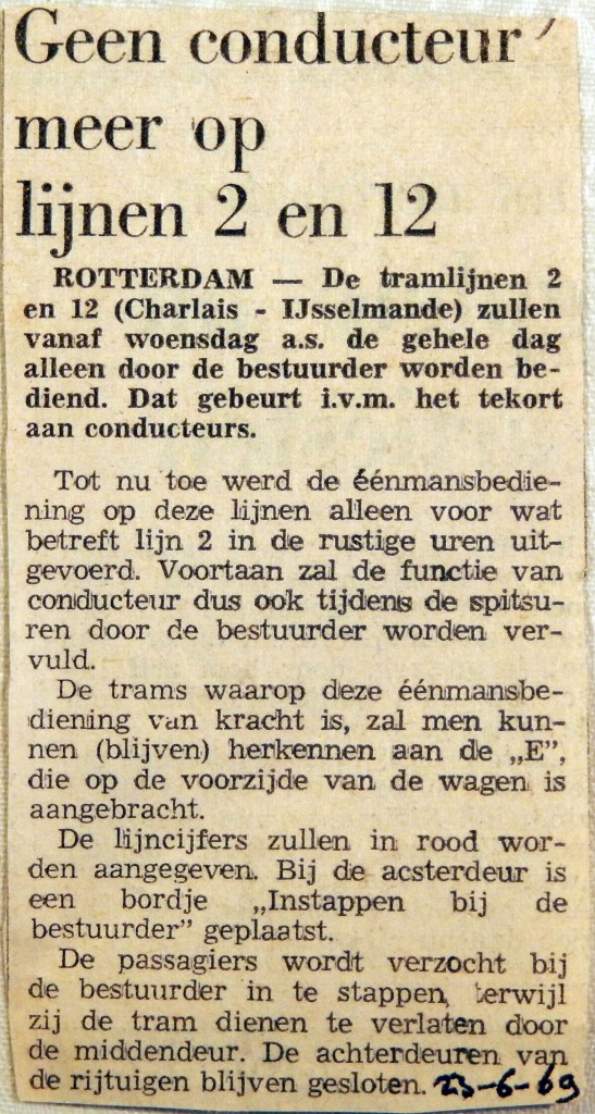 19690623 Geen conducteur meer op lijnen 2 en 12