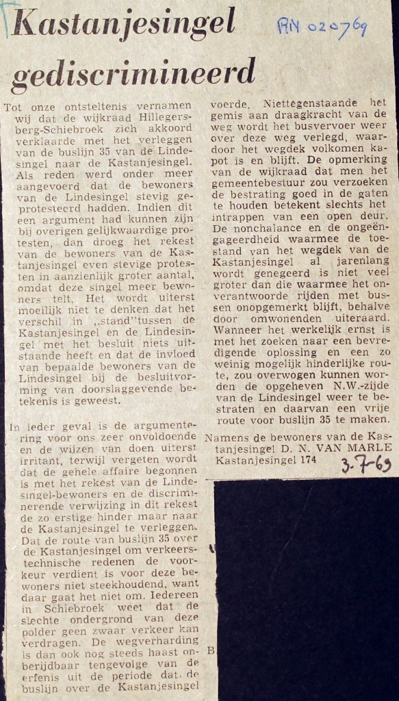 19690703 Kastanjesingel gediscrimineerd.