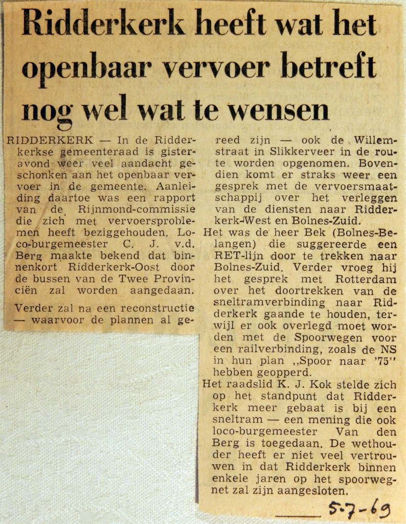 19690705 Ridderkerk heeft OV-wensen