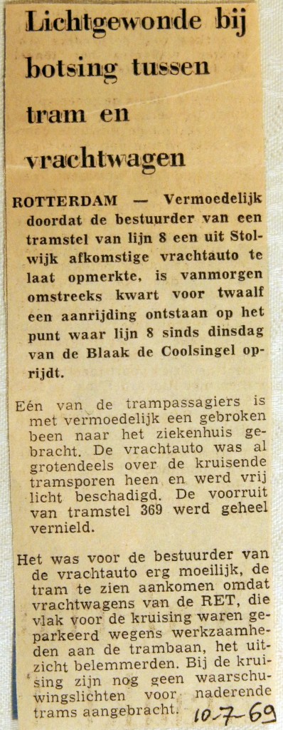 19690710 Lichtgewonde bij botsing tram-vrachtwagen