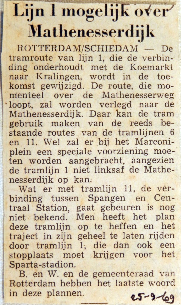 19690925 Lijn 1 mogelijk over Mathenesserdijk