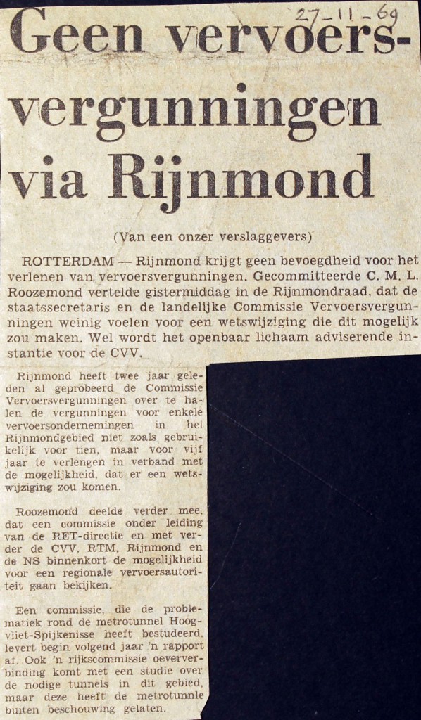 19691127 Geen vergunning via Rijnmond.