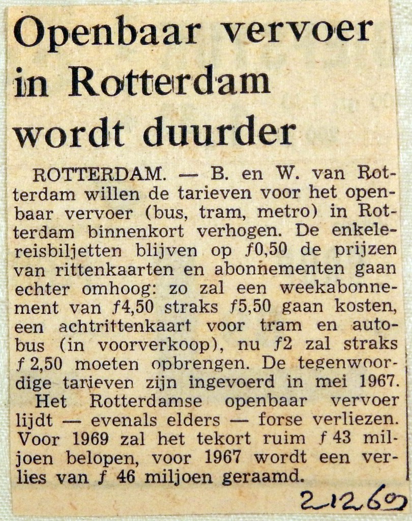 19691202 Openbaar Vervoer in Rotterdam wordt duurder