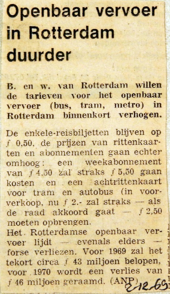 19691202 Openbaar vervoer in Rotterdam duurder