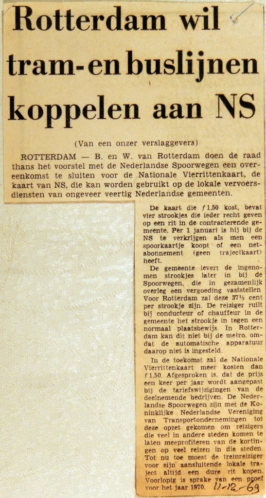 19691211 Rotterdam wil tram en buslijnen aan NS koppelen