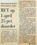 19691219 RET op 1 april 25 pct duurder
