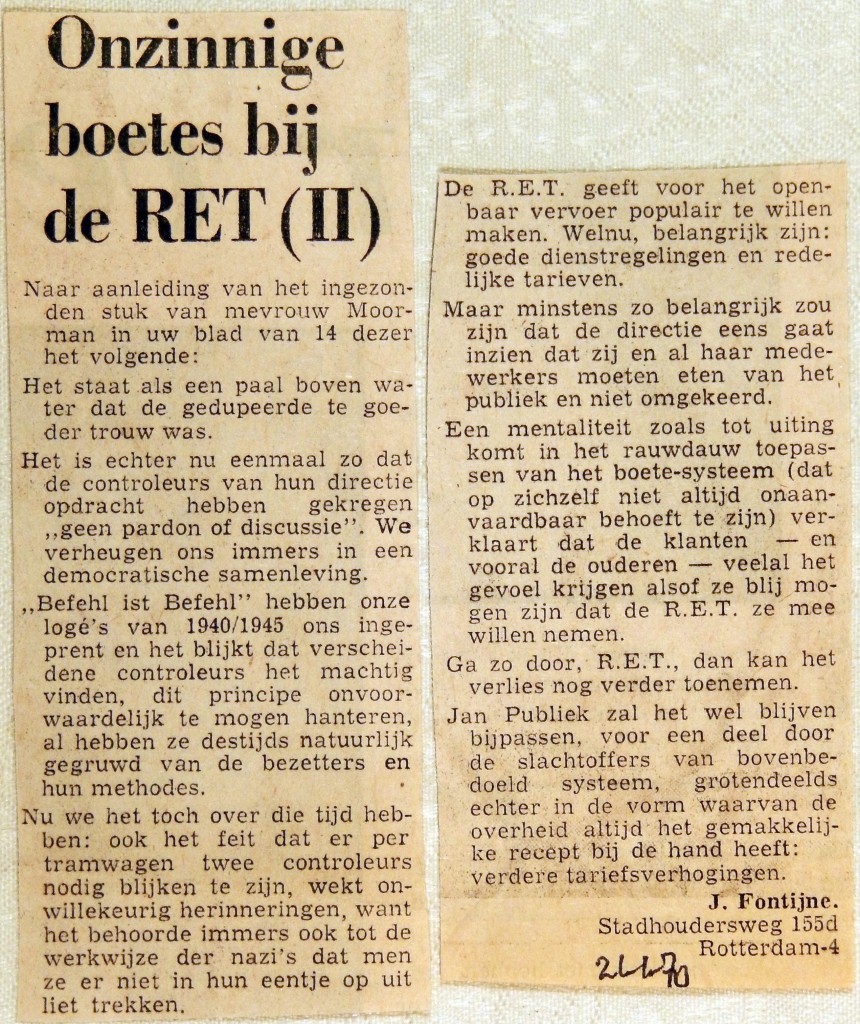 19700121 Onzinnige boetes bij de RET