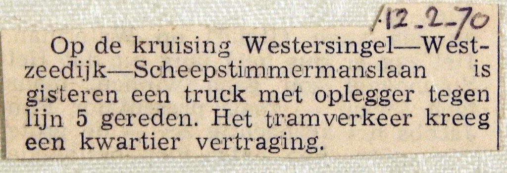 19700212 Aanrijding tram-vrachtwagen Westersingel