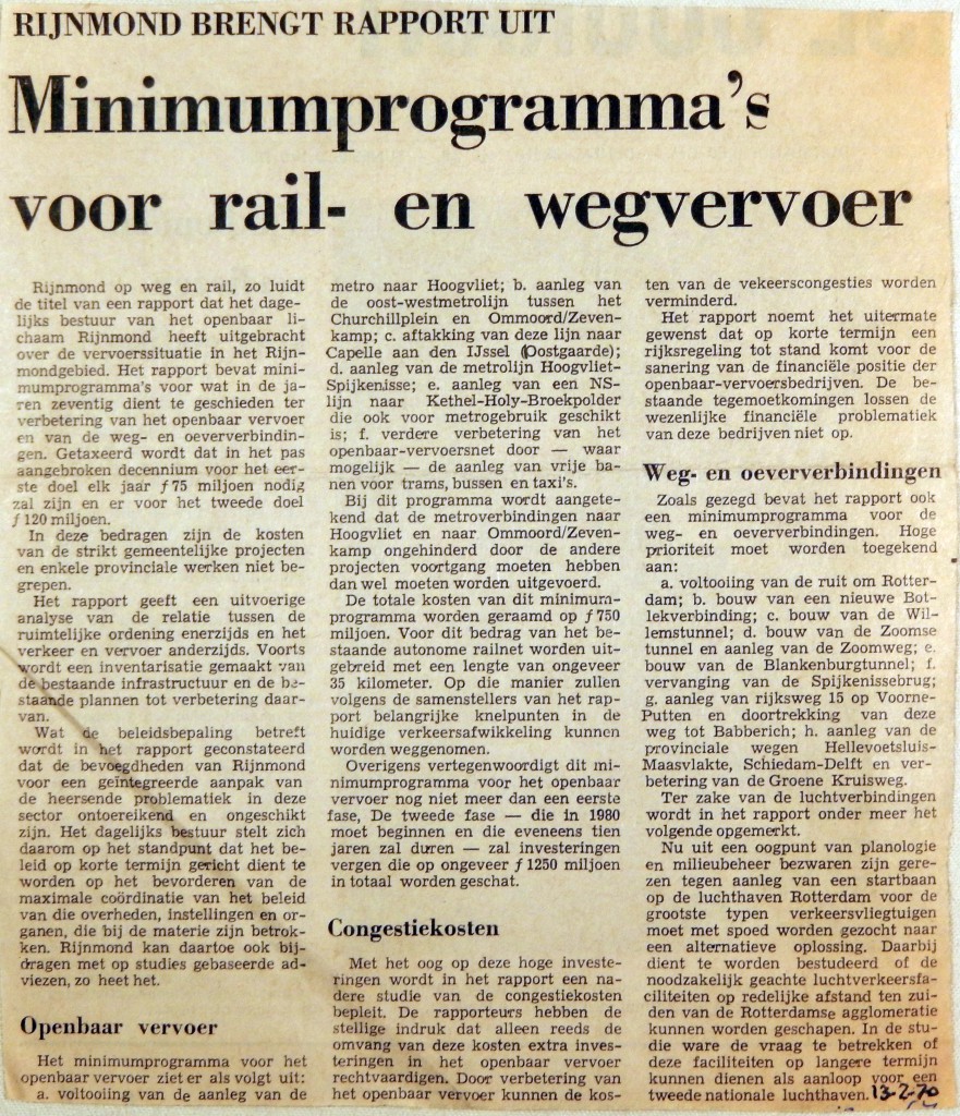 19700213 Minimumprogramma voor rail- en wegvervoer