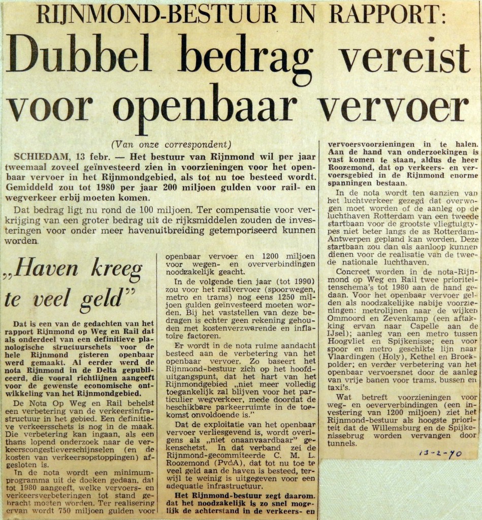 19700213 Volgens Rijnmond dubbel bedrag vereist voor OV