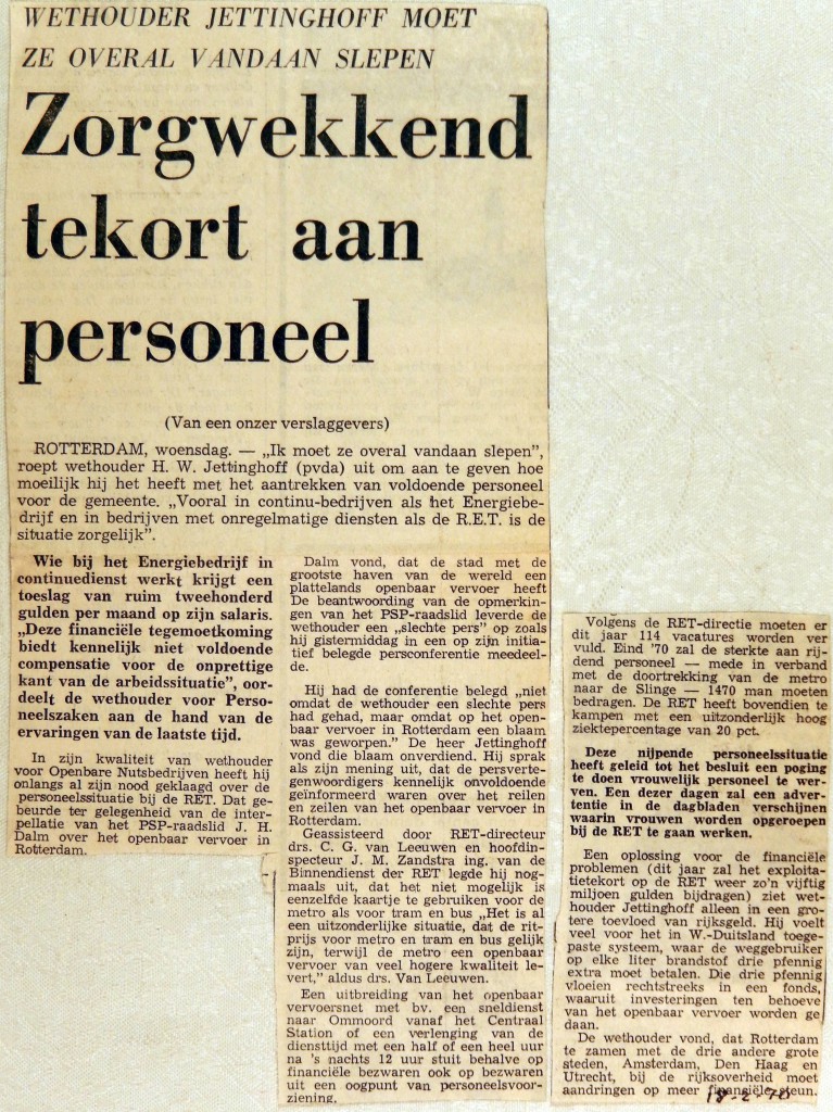 19700218 Zorgwekkend tekort aan personeel