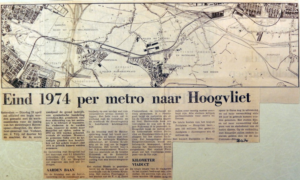 19700424 Eind 1974 per metro naar Hoogvliet