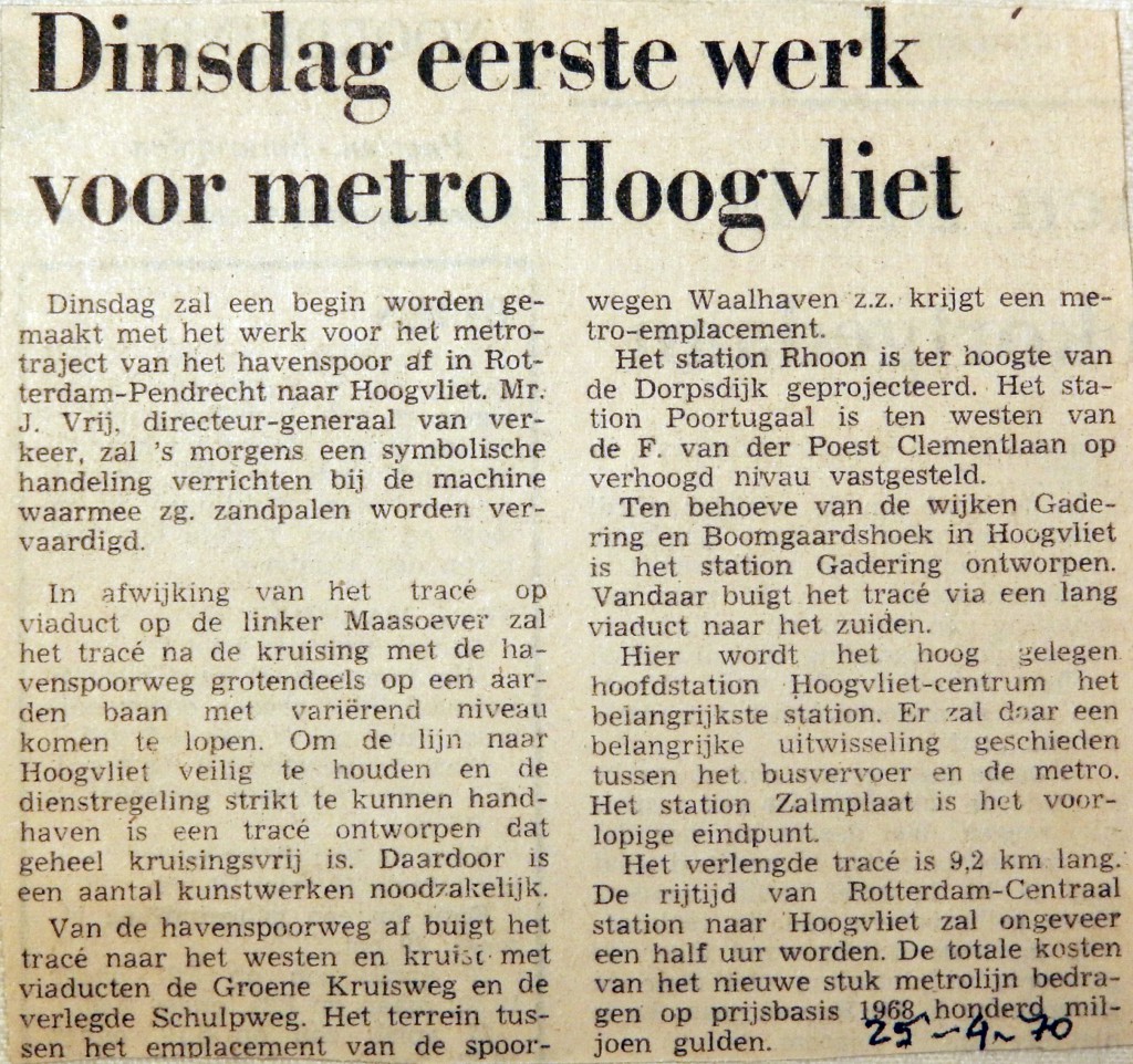 19700425 Dinsdag eerste werk voor metro Hoogvliet