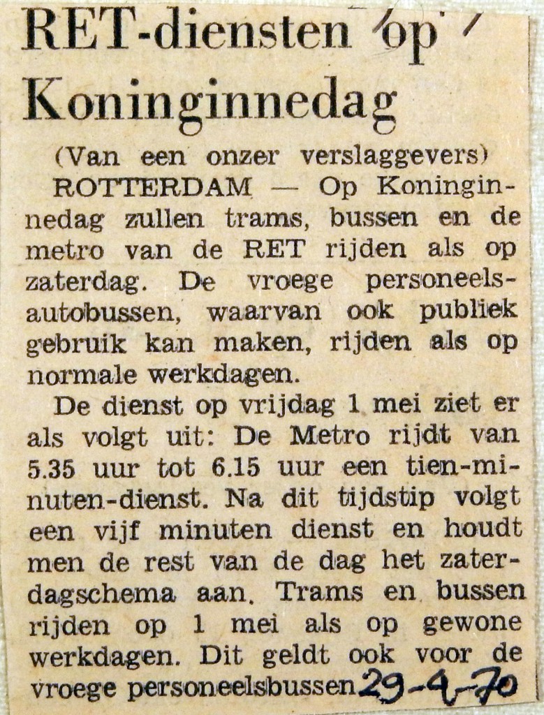 19700429 RET-diensten op Koninginnedag